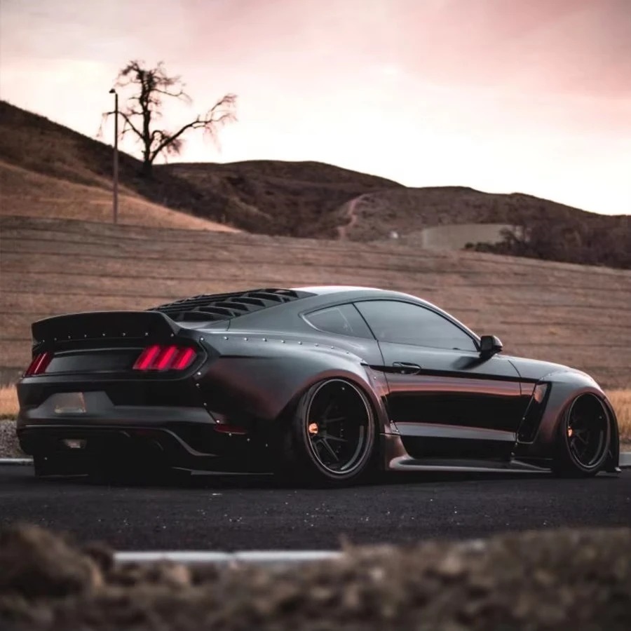 For Mustang Wide Body Kit with Front Rear Fenders Flares Side Skirts Spoiler Front Lip
